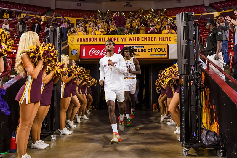 Image: The ASU Sun Devils enter during their Jan. 28 game against the University of Colorado Boulder Buffaloes.