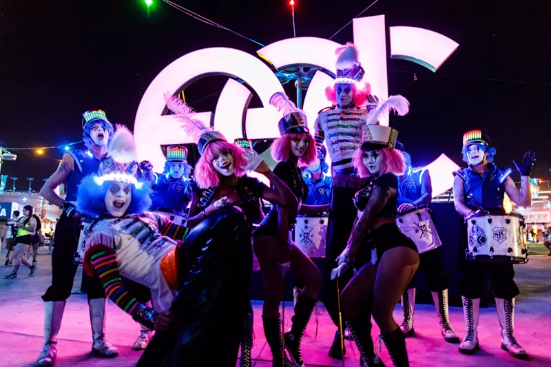 Image: Clowns parading at Electric Daisy Carnival in Las Vegas.