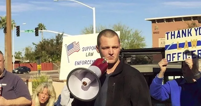 Image: Stewart Ferrin, seen here during a 2015 pro-police rally, had a much higher than average number of public complaints in 2017 than his fellow deputies.