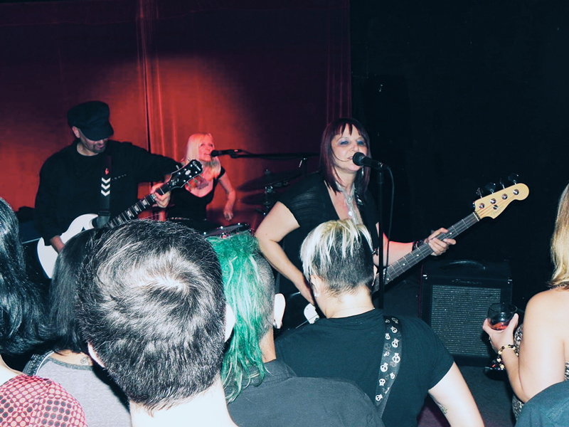 Image: Battered Suitcases delivering their poetry-fueled rock and roll.