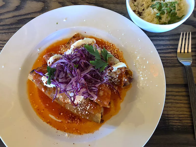 Image: Enchilada with chile Colorado