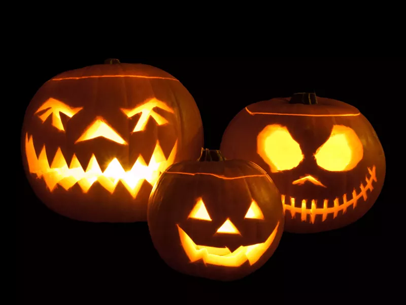 Image: A trio of jack o'lanterns.