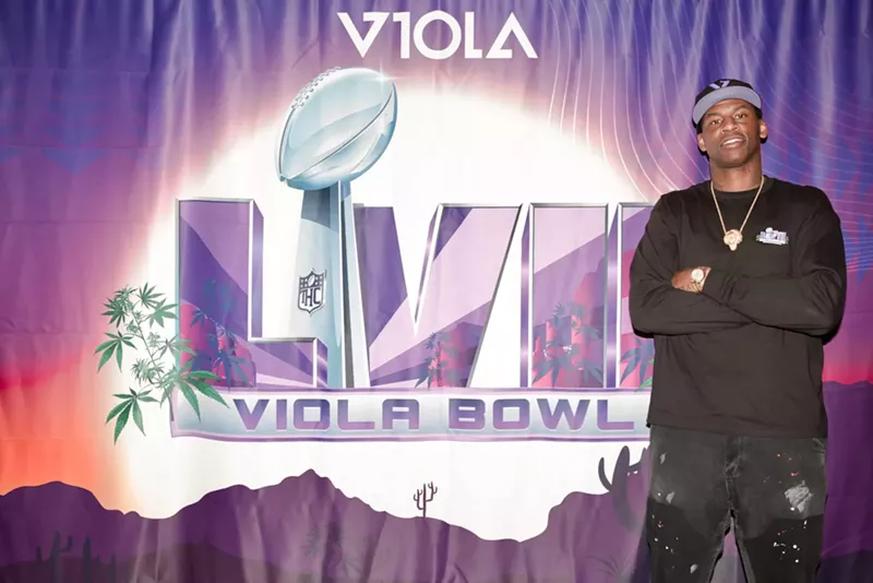 Image: Viola founder and CEO Al Harrington helped launch the brand's expansion into the Valley at Sol Flower Dispensary in Tempe on February 10.