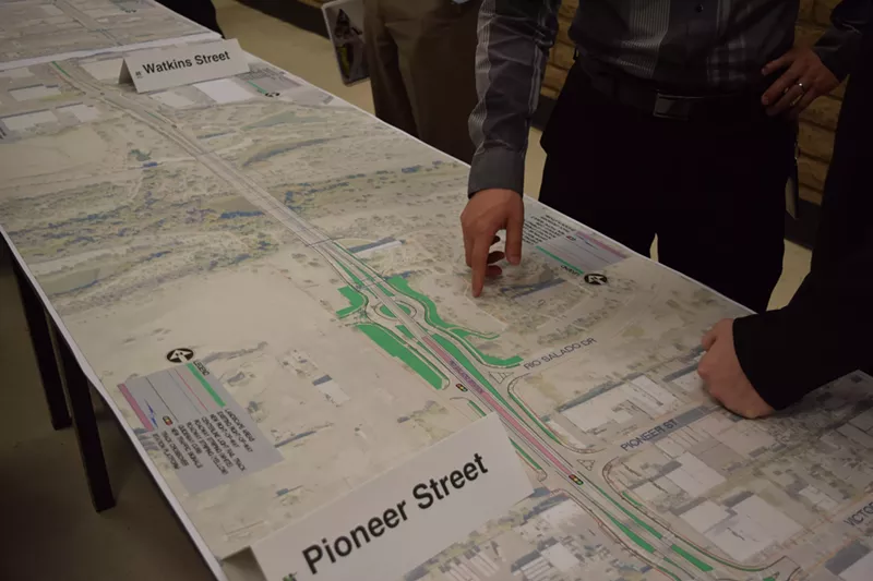 Image: Valley Metro shows off plans for the South Central light rail extension at a public meeting in January.