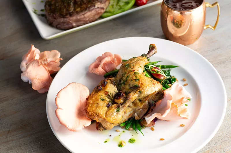 Image: The Five Cs Supper Series features chicken with Arizona Shade Farms pink bacon oyster mushrooms.