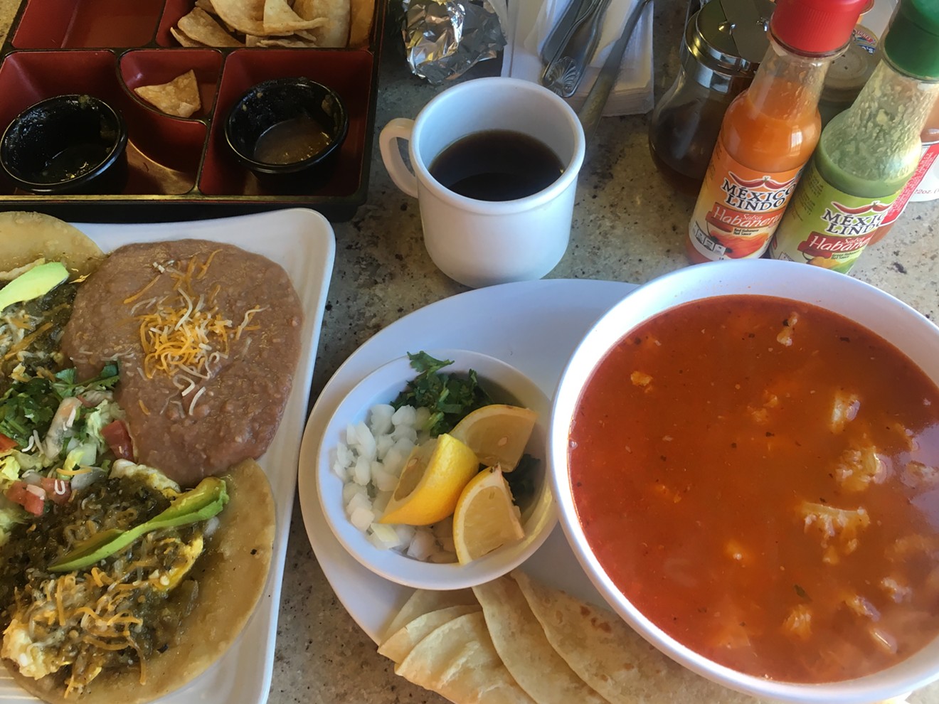 A Mexican breakfast spread