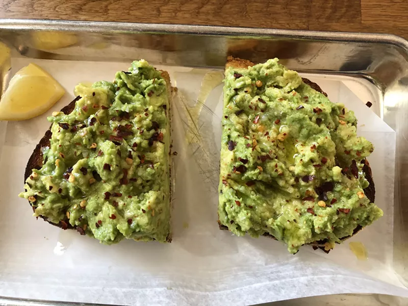 Image: Avocado toast, emphasis on the avocado.