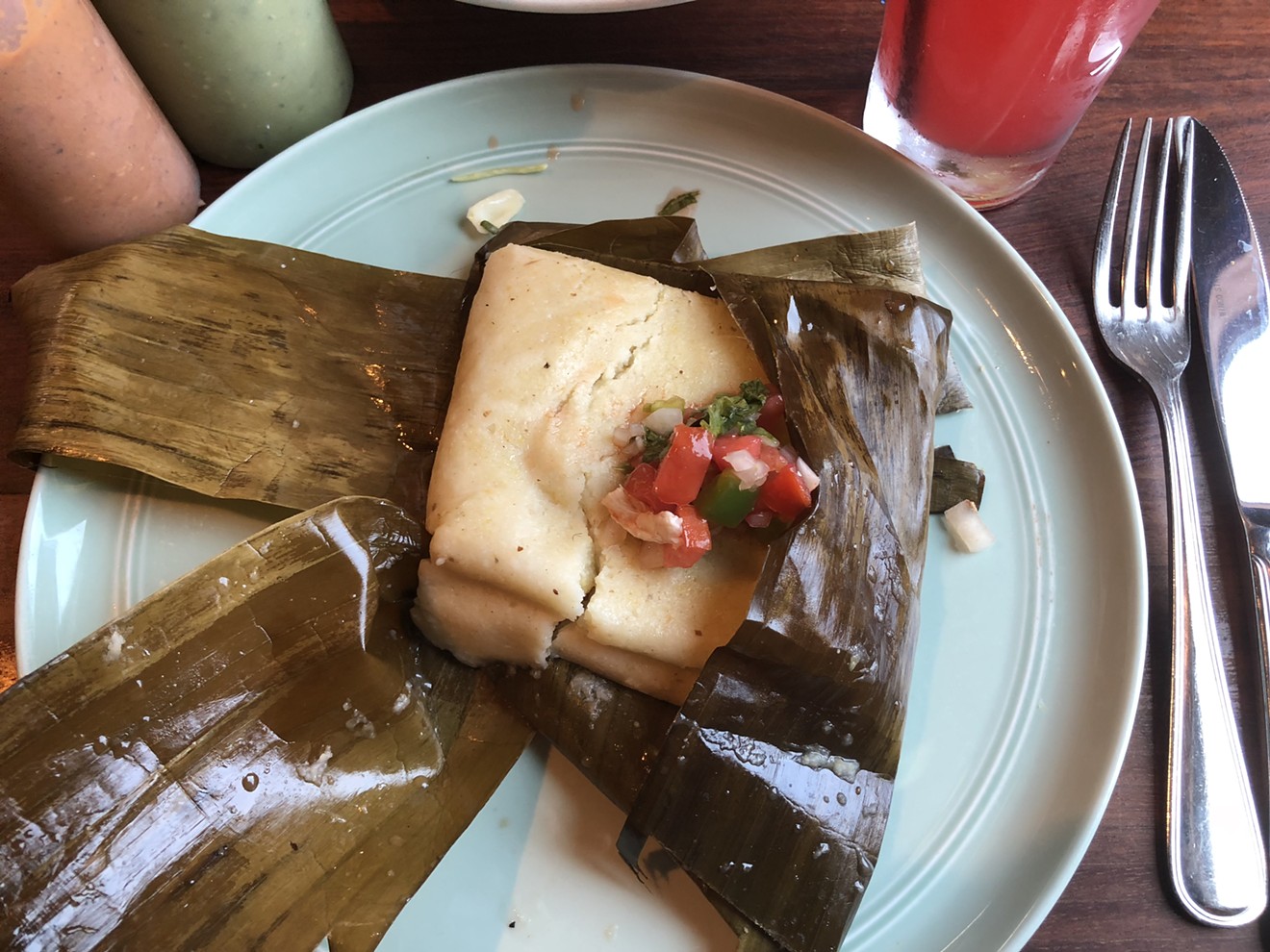 An Oaxacan tamale from the breakfast menu.