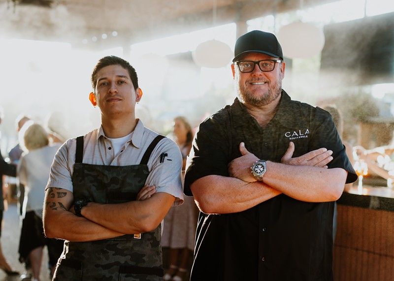 Clinton Lomayma, left, is the new executive chef for Cala Scottsdale. He helped open the Old Town restaurant, helmed by celebrity chef Beau MacMillan, right, in 2022.