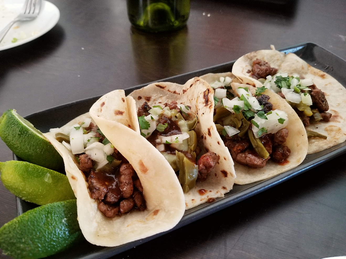 Carne asada tacos with grilled nopalitos at Céntrico in downtown Phoenix.
