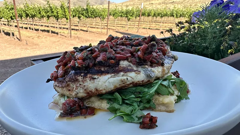 Image: Trevor Routman is the new executive chef and director of culinary operations at Los Milics Vineyards. There, he's creating dishes such as the Grilled Moroccan Chicken with olive relish, mashed sweet potatoes and wilted arugula.