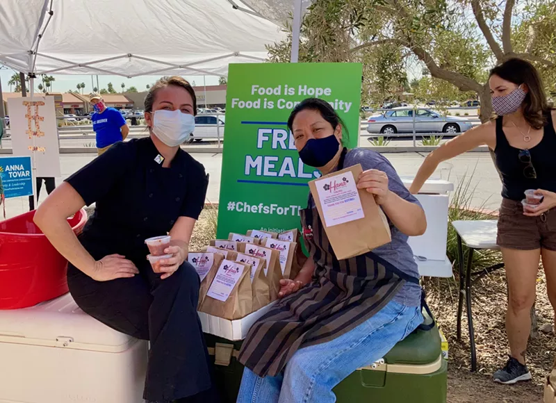 Image: Chef Danielle Leoni, Chef Lori Hashimoto, and their teams were at the Camelback Center with Chefs for the Polls.