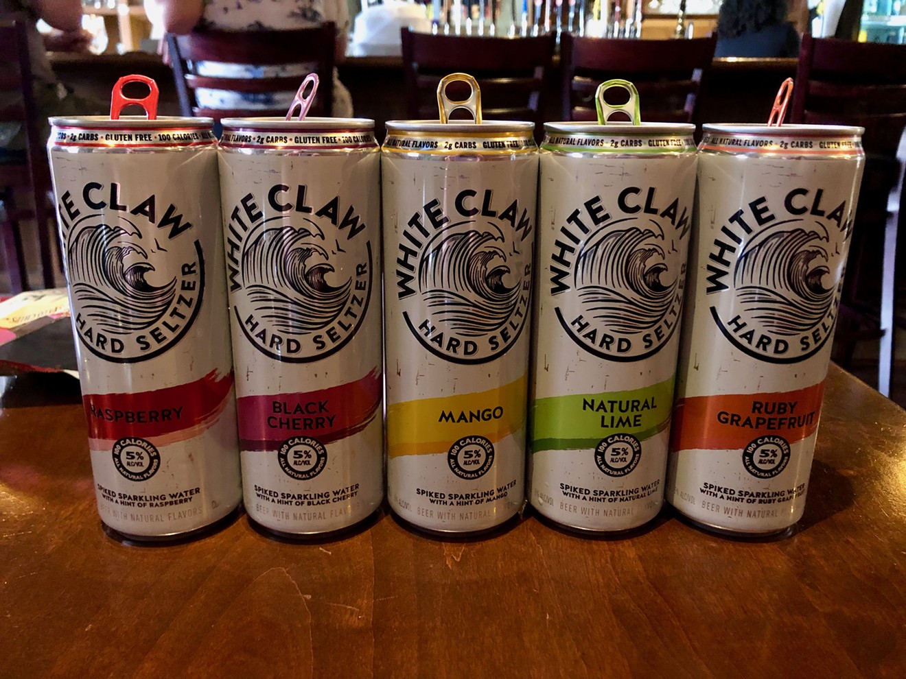 The five White Claw Hard Seltzer fruit flavors.