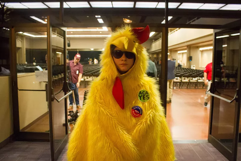 Image: In troubled times like these, Clucky the Flaky Chicken is the hero we all need.