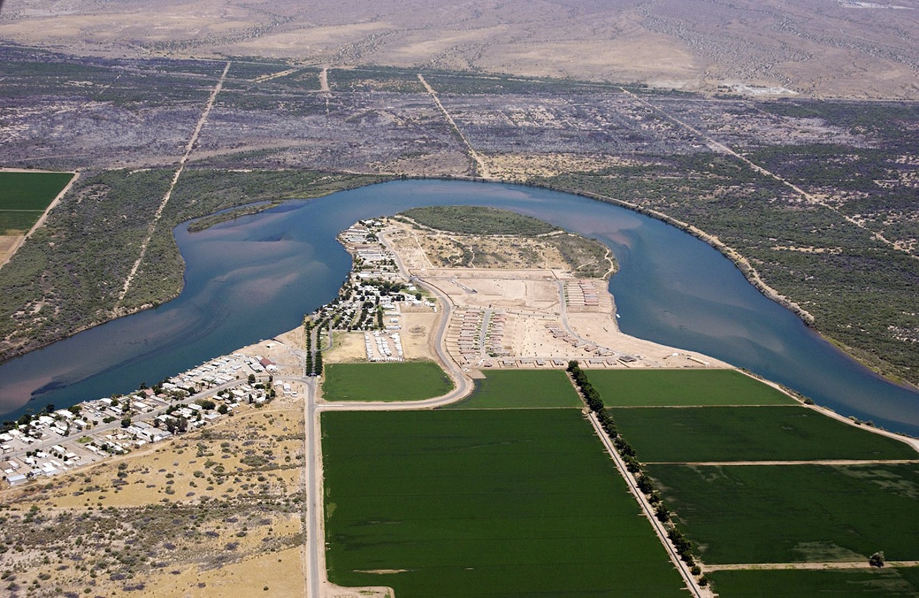 The Colorado River, at the Arizona-California border, around the year 2005.