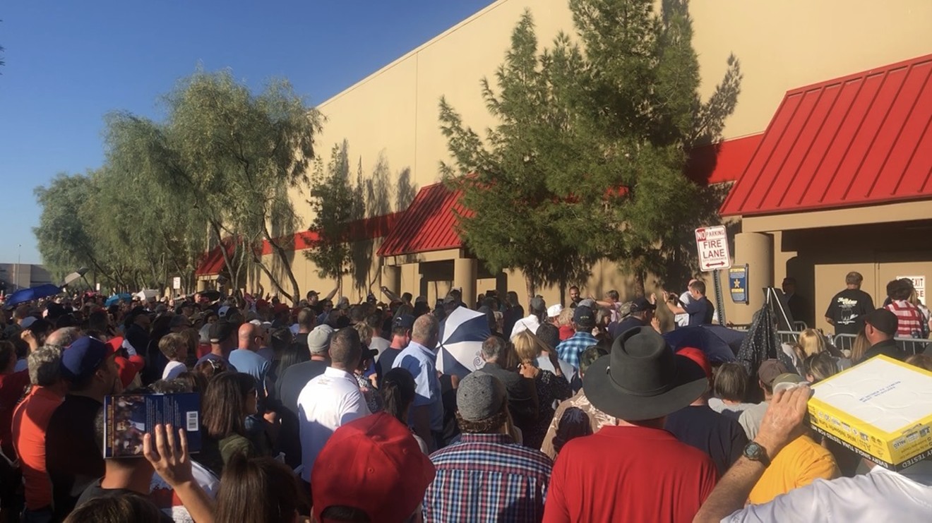 Hundreds gathered for a Donald Trump Jr. book signing event at a north Scottsdale Costco on Monday — though the store operates on a no-politics policy.