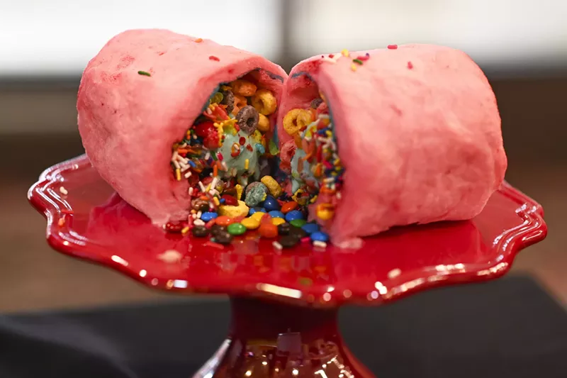 Image: The Cotton Candy Burrito is the most colorful and outlandish food item to join the menu at State Farm Stadium this fall.