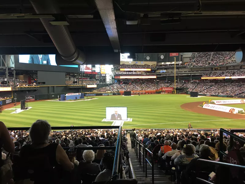 Image: 40,000 Jehovah's Witnesses fill the seats of Chase Field on Friday, August 9, 2019, the first day of an international convention.