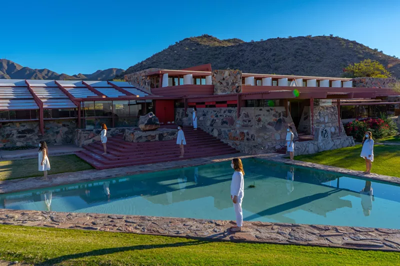 Image: Dancers performing with CONDER/dance at Taliesin West in Scottsdale.