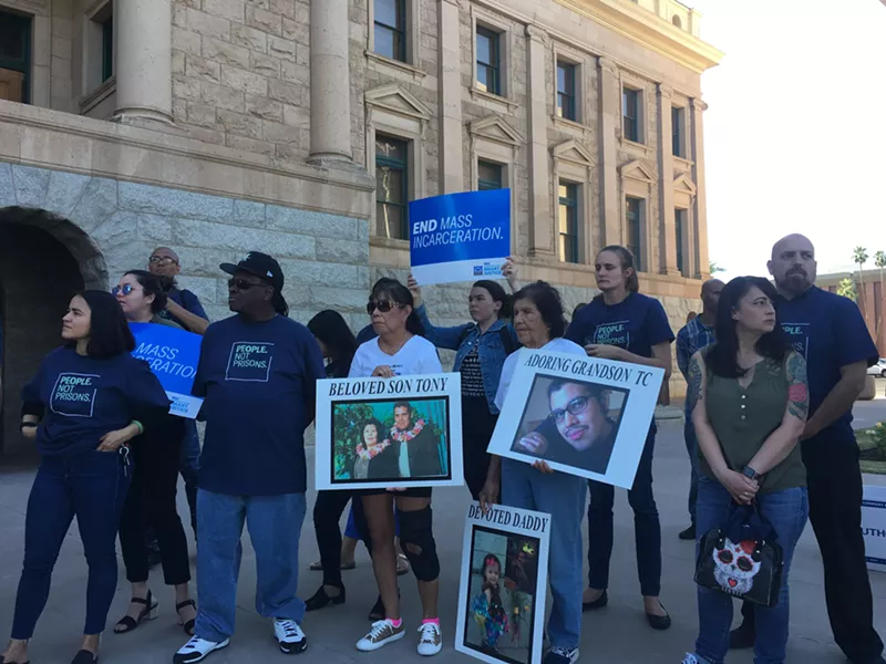 Image: Protesters gathered at the Capitol on Friday, May 3, 2019, to demand the ouster of ADOC director Chuck Ryan.