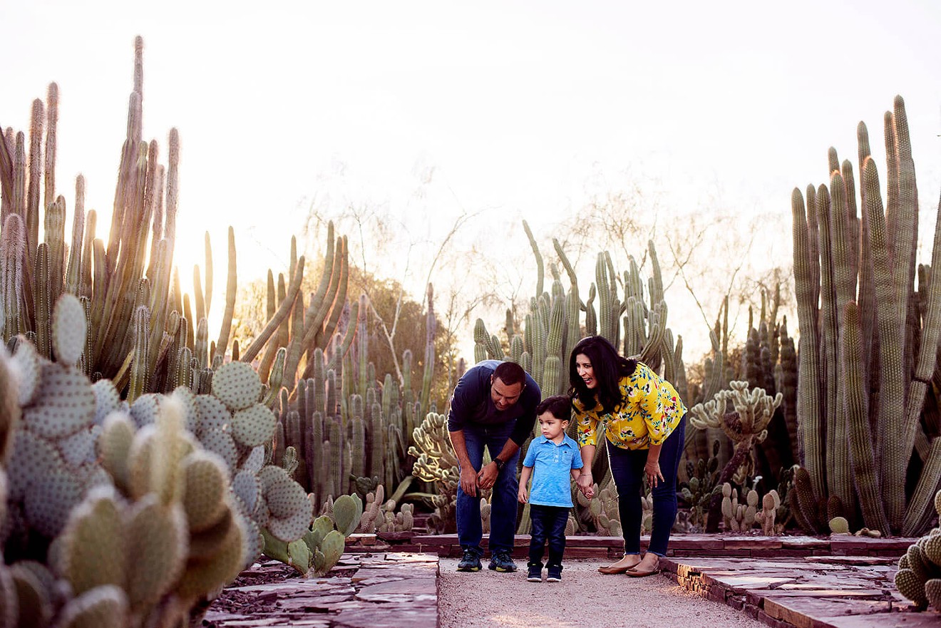 A family enjoys a sunny day at the Desert Botanical Garden