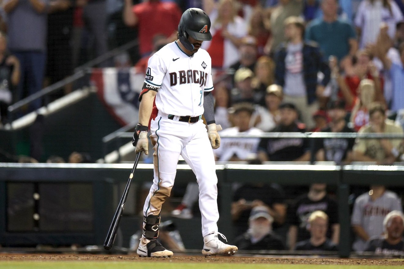Corbin Carroll of the Arizona Diamondbacks bats during a crushing ninth-inning letdown on Wednesday at Chase Field.
