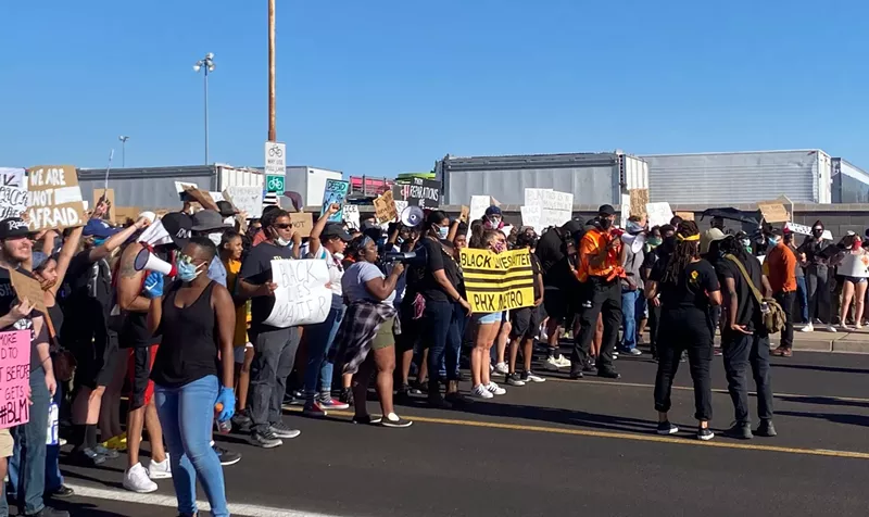 Image: Protesters outside the Department of Public Safety headquarters on Sunday, June 7, 2020.