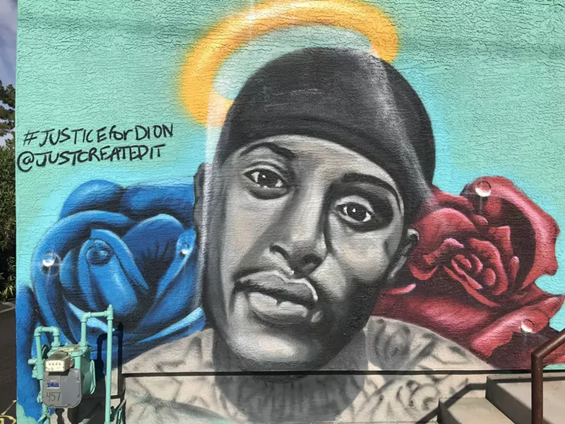 Image: A mural on Seventh Street north of McDowell Street memorializes Johnson.