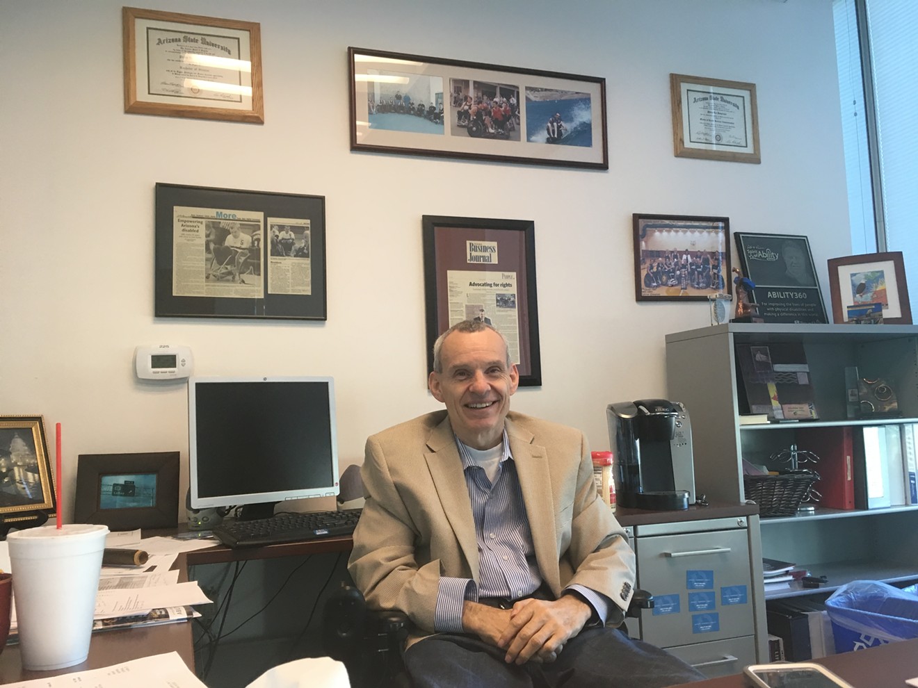 Phil Pangrazio sits in his corner office at Ability 360.