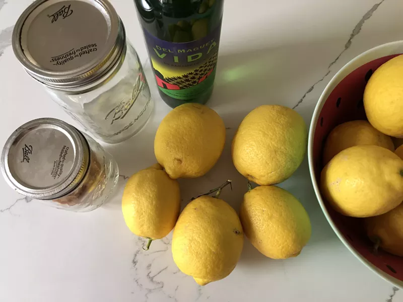 Image: Materials for mezcalcello, a project to get us through these times of crisis.