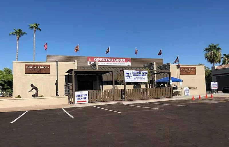 Image: Doc & Eddy's in Tempe is all set up for curbside service starting on Friday.