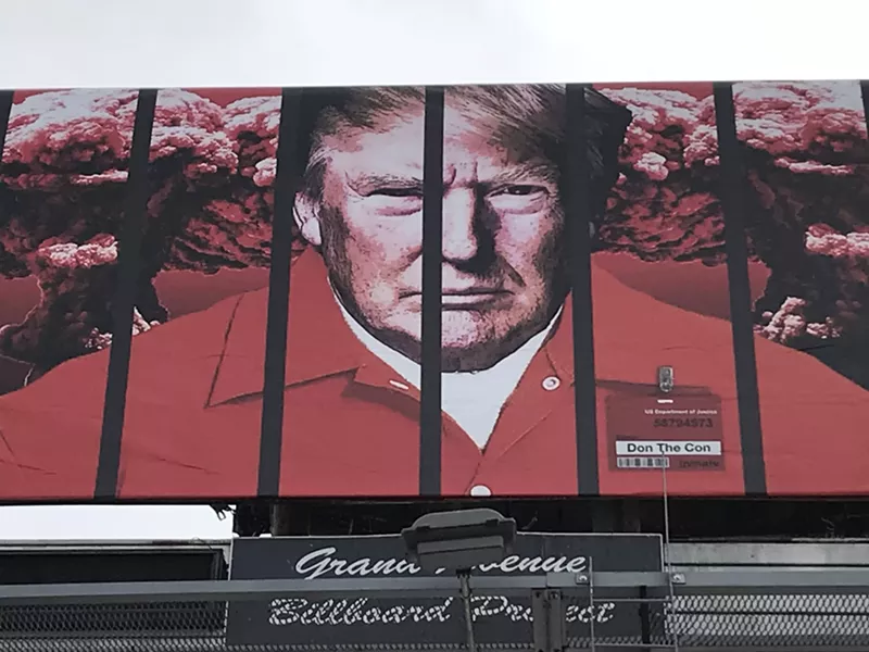 Image: Imagining "Don The Con" behind bars on Grand Avenue in Phoenix.