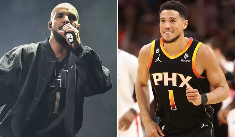 Image: Drake's admiration for Devin Booker boiled over during the singer's recent stops in Phoenix.