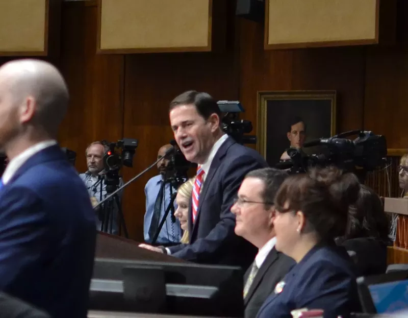 Image: Governor Doug Ducey giving his State of the State address on January 14, 2019.