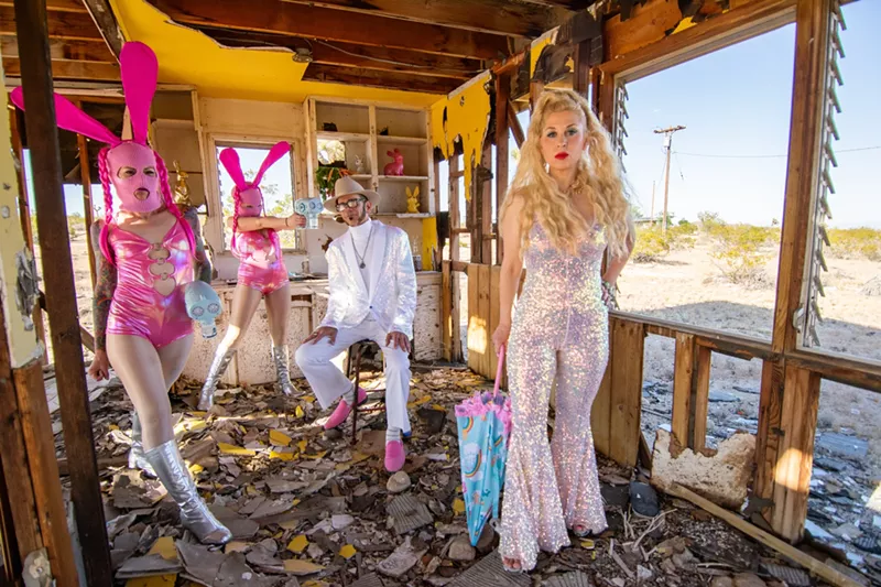 Image: Joshua Tree, California's Jesika von Rabbit hits Chopper John's in Phoenix on Friday, May 9, 2025 with Brea Burns and Borts Minorts.