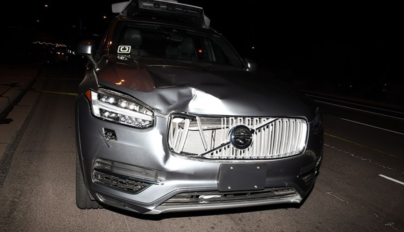 Uber's self-driving Volvo SUV following the March 2018 crash.