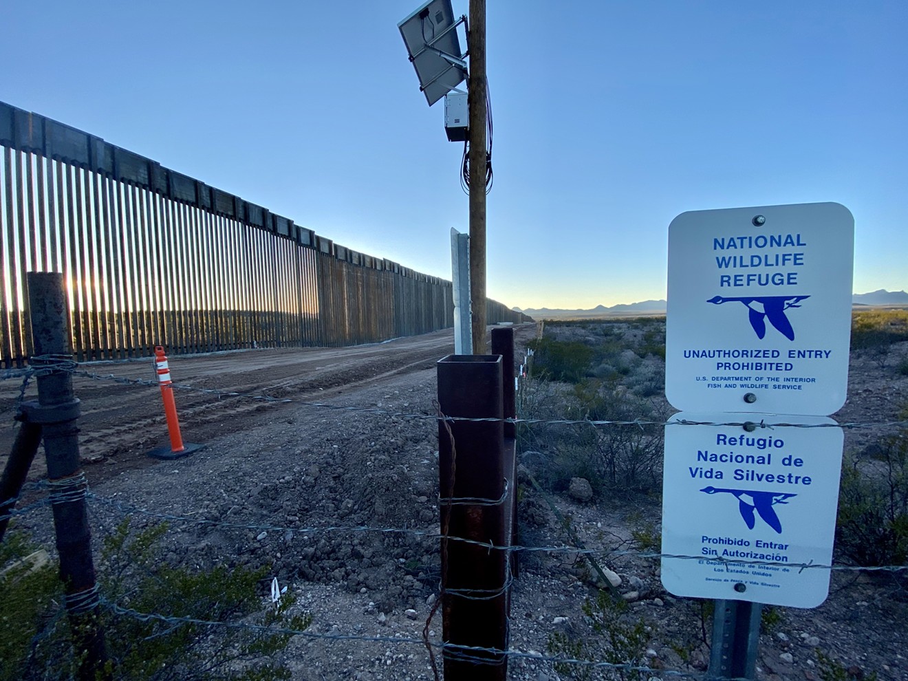 Newly built border wall near the San Bernardino National Wildlife Refuge.