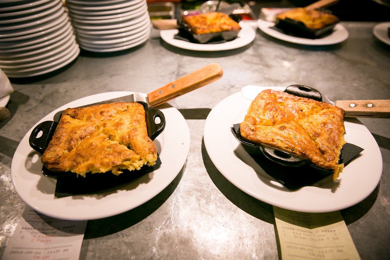 The green chile cornbread at Chelsea's Kitchen is a gluten-free dream.