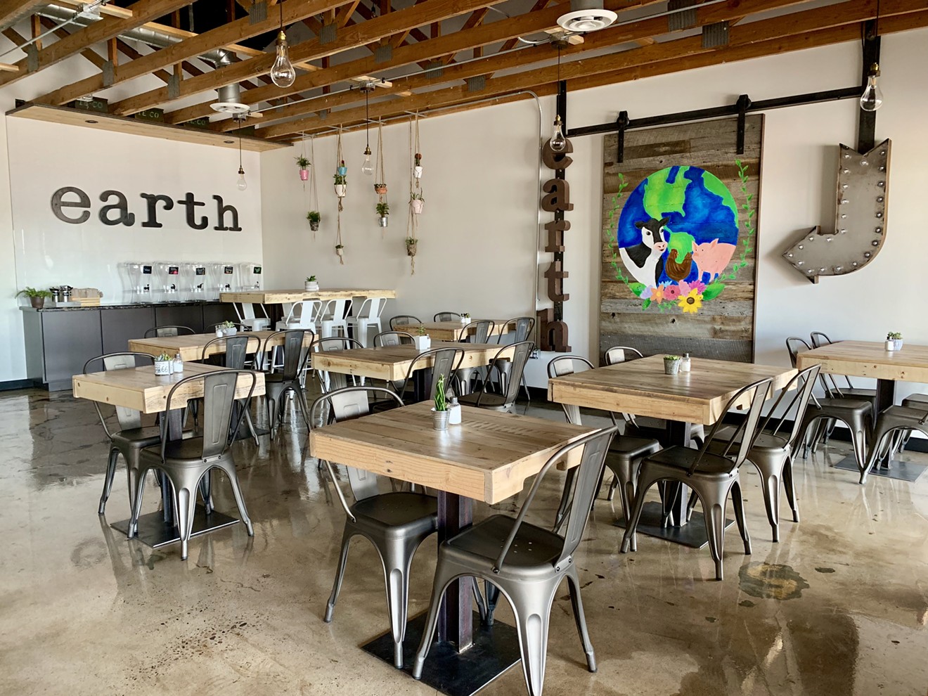 Inside the new Earth Plant Based Cuisine on Grand Avenue.
