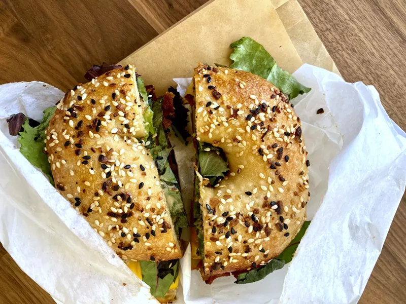 Image: Get sandwiches on Plain, Everything, Chopped Chocolate, or Green Chile Cheddar bagels.