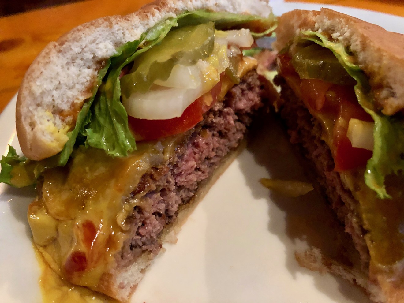 A look inside the Cheese Drummer burger at The Dirty Drummer.