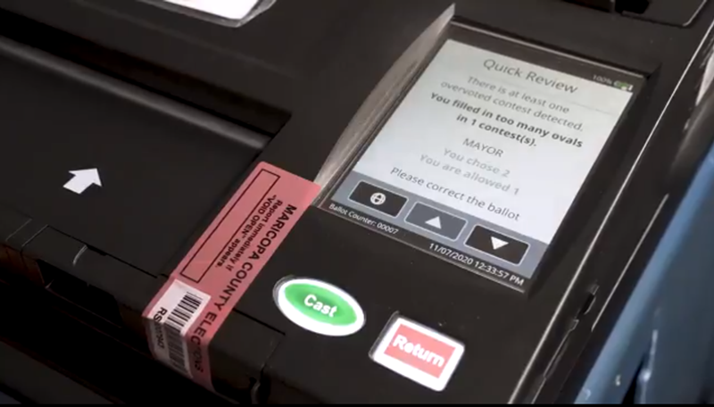 Image: The ballot counting machines used by Maricopa County elections are key to a Trump campaign lawsuit.