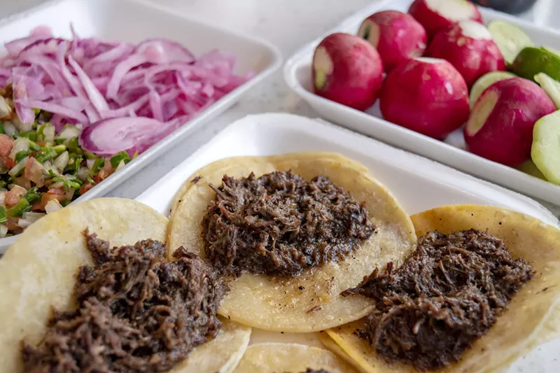 Image: Freshly griddled vampiros are an ideal vehicle for tripas at Taco Boy's.