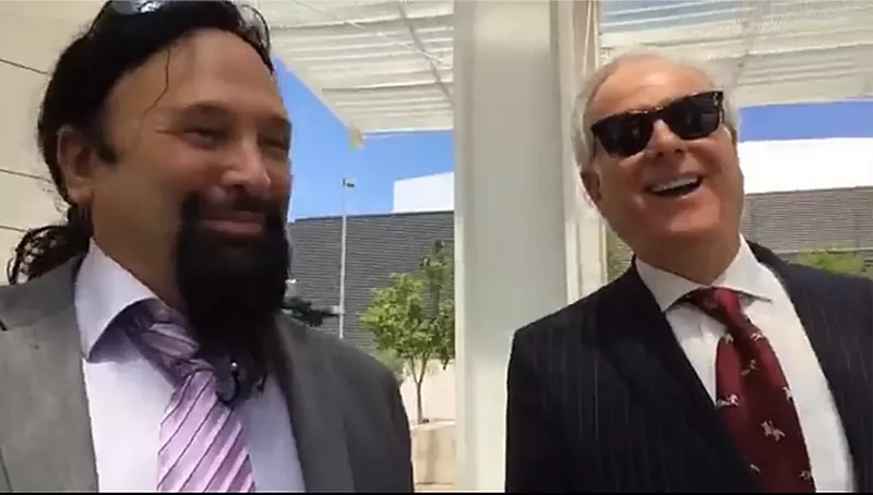 Image: Mark Goldman (left) and another former lawyer for Sheriff Joe Arpaio, Dennis Wilenchik, seen after a hearing in April 2017.