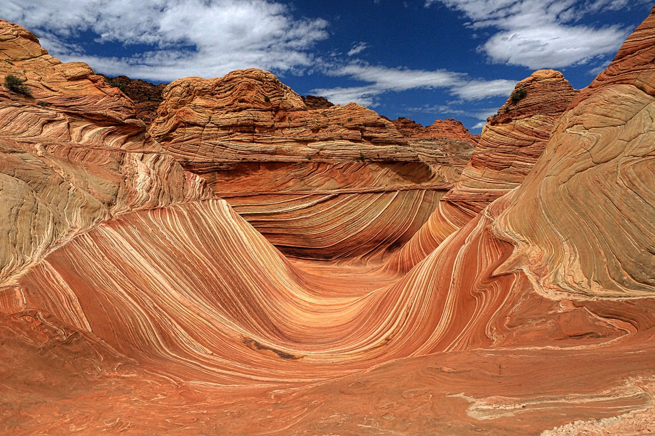 The Wave can be found in the Paria Canyon-Vermillion Cliffs Wilderness Area near Lake Powell, south of the Utah border.