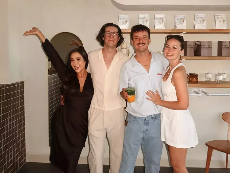 Image: Light Heart Coffee founders (from left) Maddi and Elliott Morris and Caleb and Moriah Holland teamed up to open their own cafe.