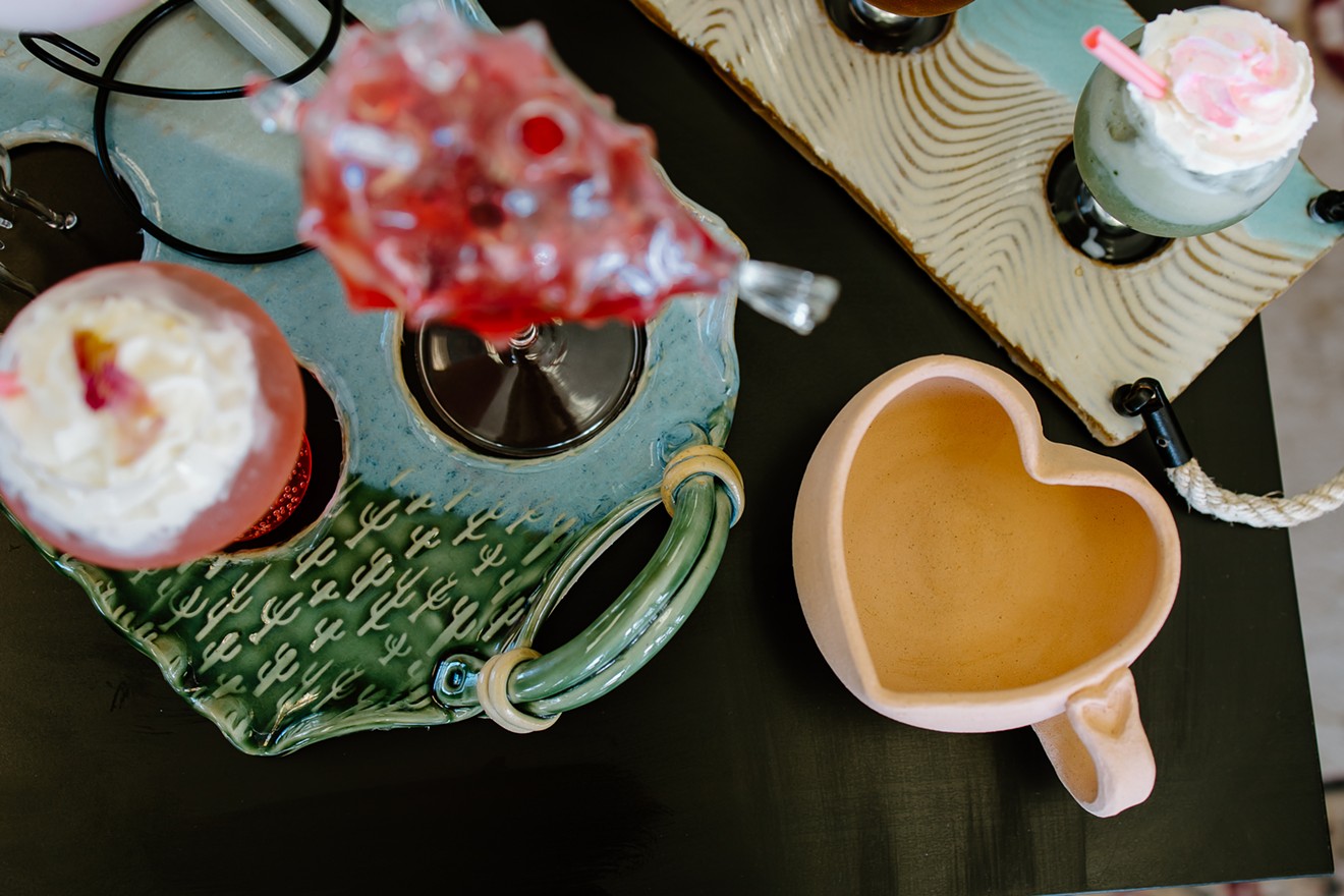 Need a date idea for Valentine's Day? Sample coffee flights and learn how to create this heart-shaped mug from the artist herself and Potters' Peak instructor Melissa Martinico.