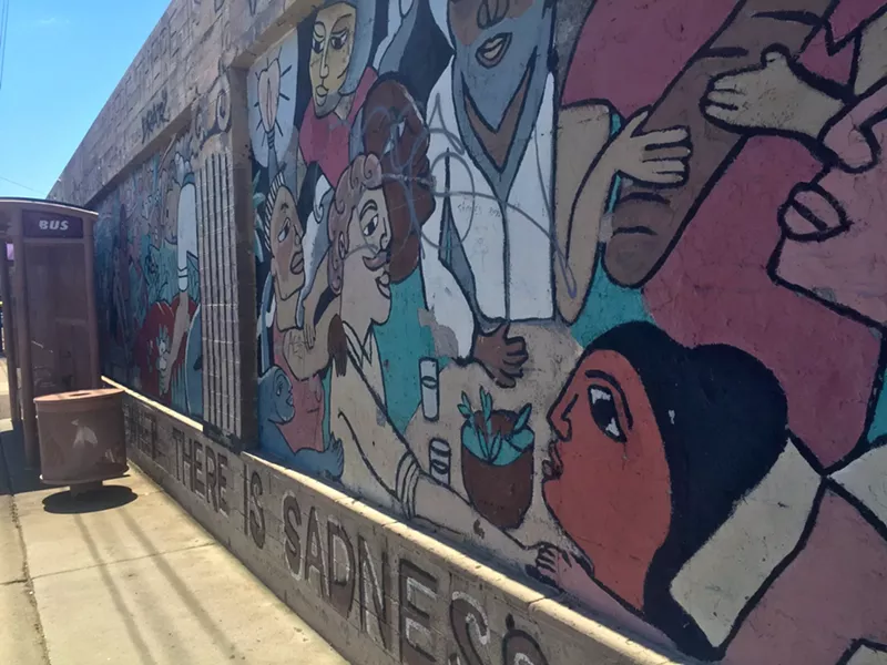 Image: Signs of graffiti spotted on Rose Johnson's mural in 2017.