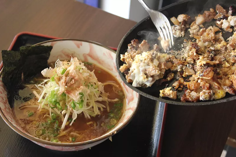 Image: Brian Webb serves his sisig atop ramen.