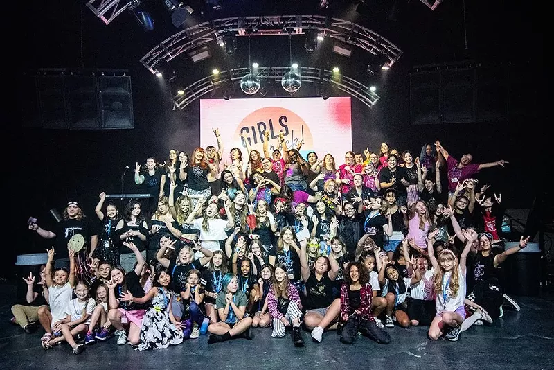 Image: Campers and volunteers at Girls Rock! Phoenix's camp.